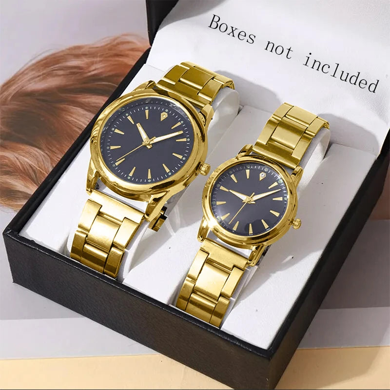 2PCS Couple's Watches Men Business Watch Fashion Analog Women Quartz Watch (Without Box) - Sun Studio