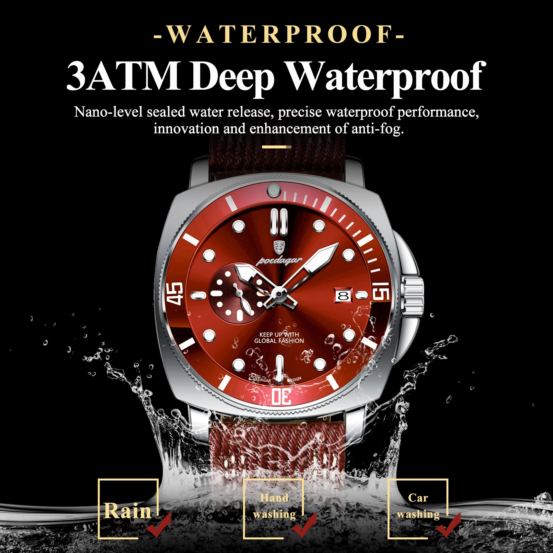 POEDAGAR Luxury Fashion Man Watch Luminous Waterproof Date Sport Watches For Men Nylon Leather Quartz Business Men's Clock Reloj - Sun Studio