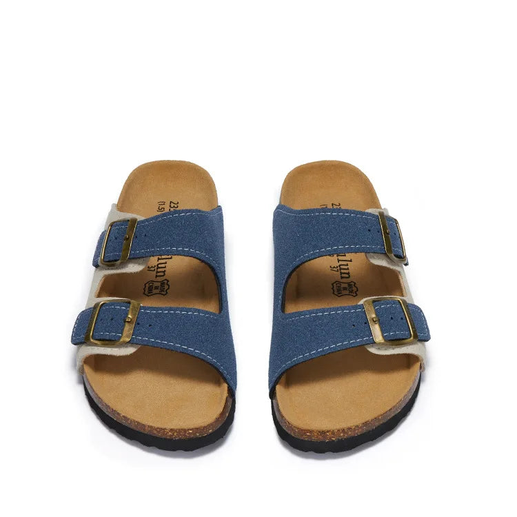 Summer Faux Suede Leather Cork Slippers Flip-flops Women Men Unisex Retro Wear Muller Slippers Fashion Casual Beach Sandals