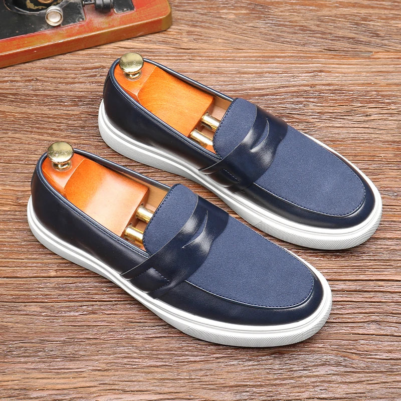 Fashion Men's Casual Slip-on Leather Shoes Men Classic British Style Penny Loafers Mens Outdoor Board Shoe Driving Flats - Sun Studio