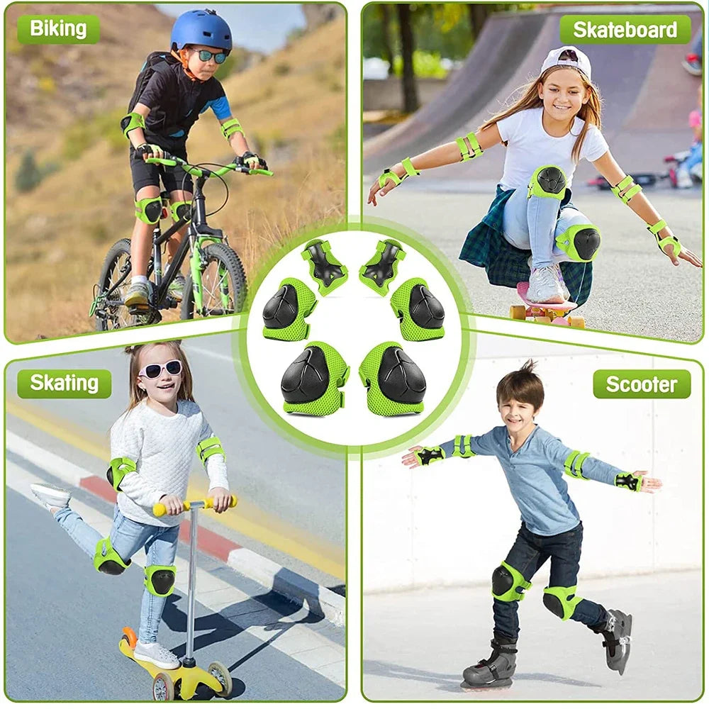 Kids Knee pads and Elbow Pads Toddler Protective Gear Set for Girls Boys with Wrist Guards 3in1 for Skating Cycling Bike Scooter - Sun Studio