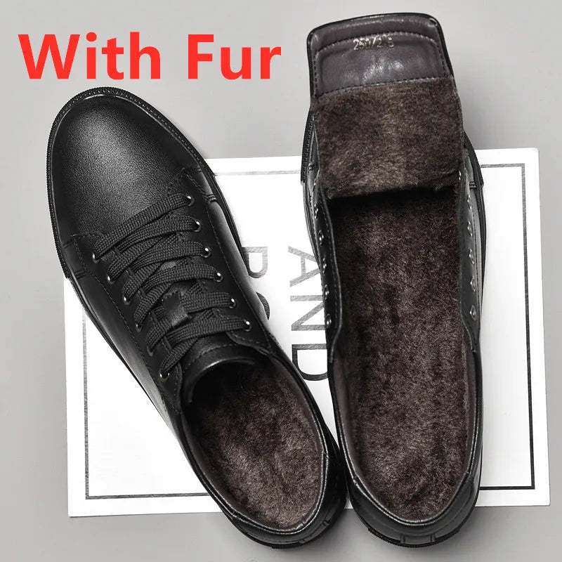 New Sneakers Men Shoes Genuine Leather Mens Casual Shoes Flat Male Footwear Fashion Black White Shoes Tenis Masculino Skateboard - Sun Studio