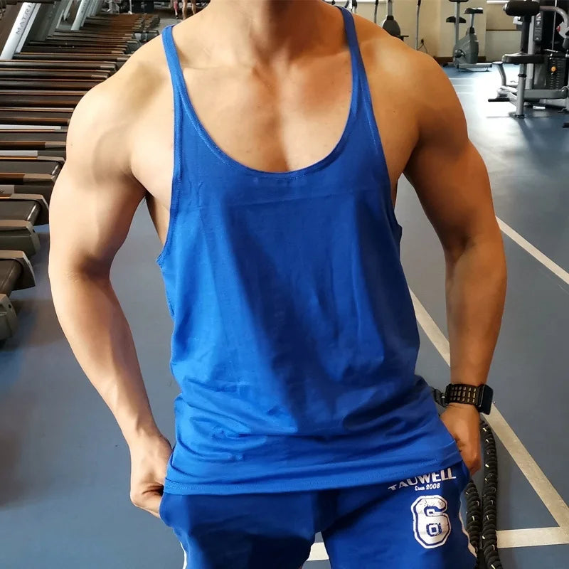Men's Sports Gym Fitness Tank Top Y Back Fitness Lightweight Shoulder Strap Muscle Fit Tight Fitness Limit T-shirt - Sun Studio