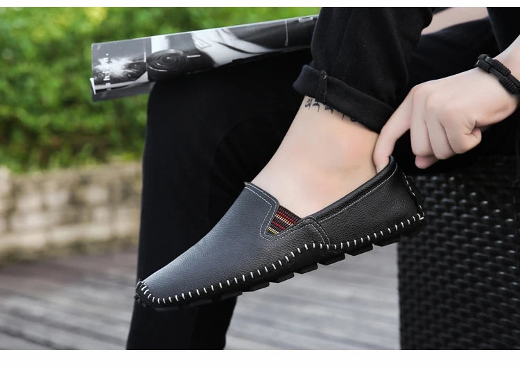 JINTOHO Big Size Men Genuine Leather Shoes Slip On Black Shoes Real Leather Loafers Mens Moccasins Shoes Italian Designer Shoes