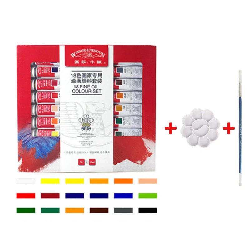 Winsor & Newton 12/18/24 Colors Professional Color Oil Paints 12ml Tube Painting Pigments With Brush And Palette Art Supplies - Sun Studio