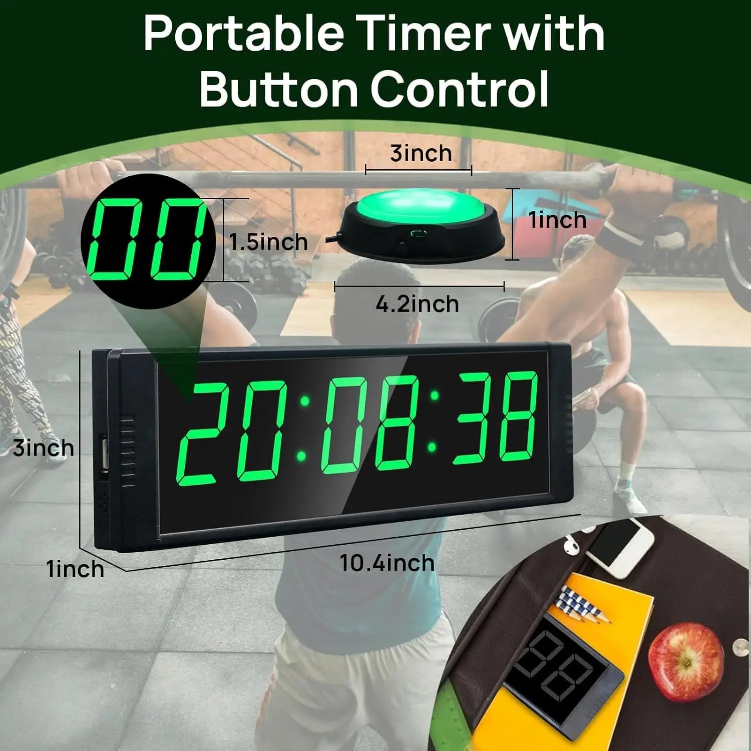 Gym with Start/Stop Button, Interval Timer for Workout, Stopwatch/Countdown Timer with Remote, 12/24H Digital Wall Clock - Sun Studio