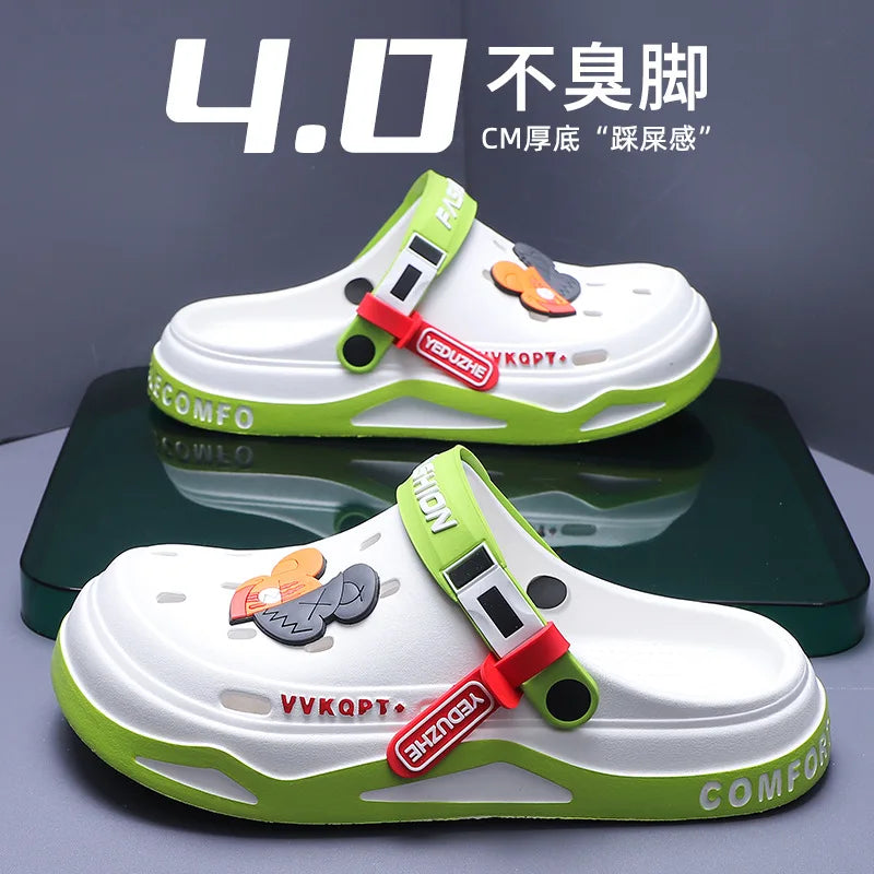 Summer new trend hole shoes outside wear cartoon fashion home home couples non-slip hole sandals beach Baotou slippers men's