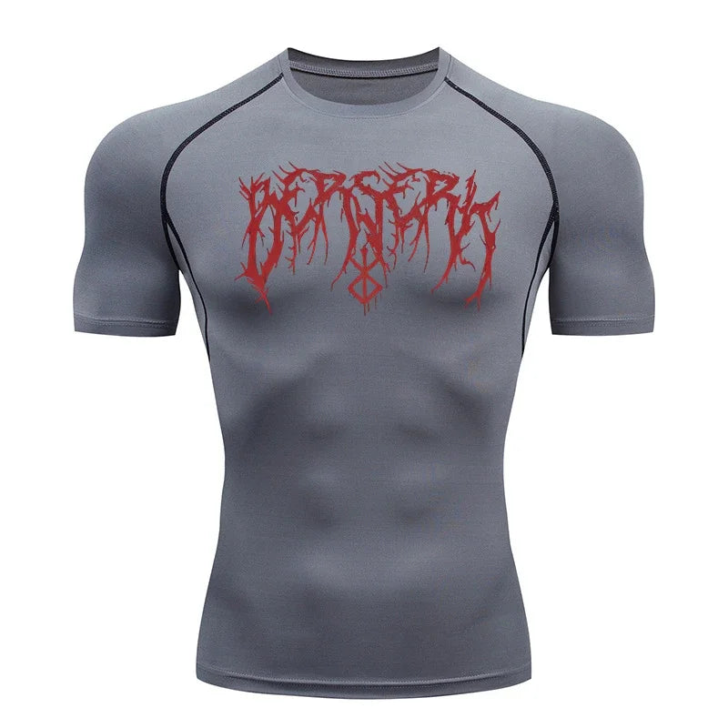 Fitness Workout Rash Guard für Männer athletische schnell trocknende Kompressionsshirts Berserk Druck T-Shirts Tops Unterhemden Baselayers