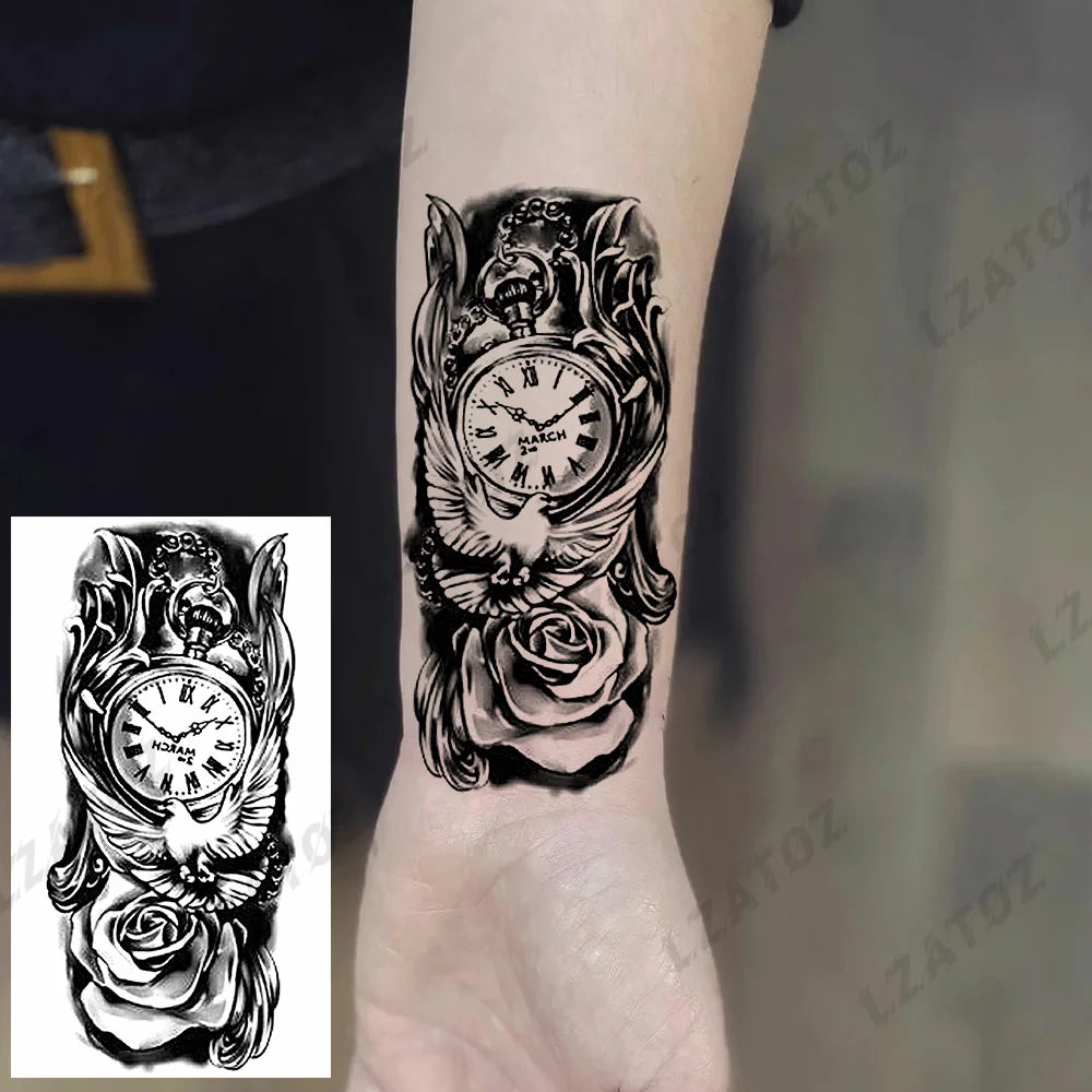 Einzigartige dreieckige Ozeanwelle Temporäre Tattoos für Männer Frauen realistische Tiger Löwe Fake Tattoo Aufkleber Spruch Transfer Kunst Tattoos