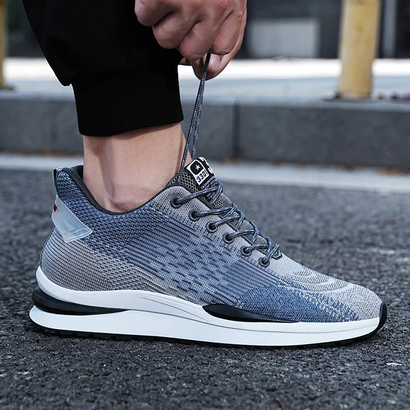 Men Sneakers Sports Lift  Height Increase Insole 6cm Mesh Plus Size 37-44 - Sun Studio