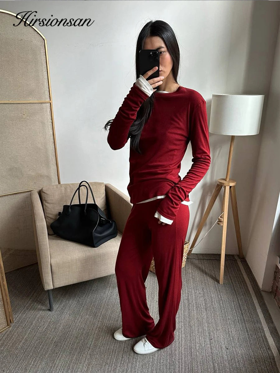 Hirsionsan Modal Soft Loose Sets Women 2026 Casual Two Pieces Long Sleeve T Shirts and High Waist Dresses Outfits Tracksuit - Sun Studio