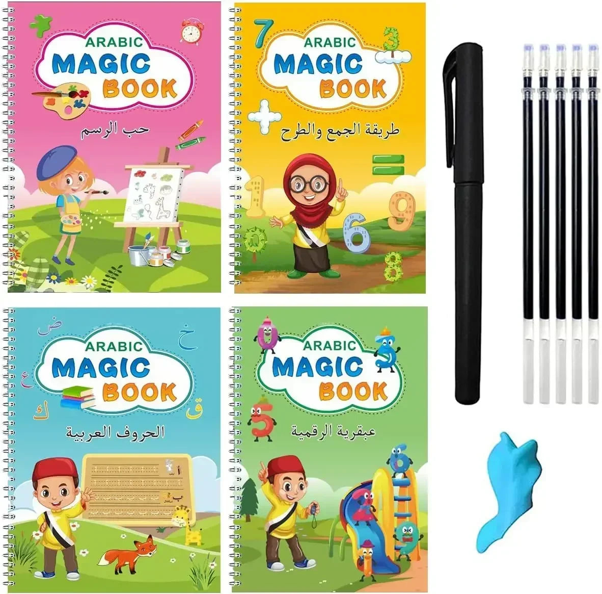 Magic Writing Book in Portuguese Calligraphy Notebook Montessori Kids Reusable Educational Calligraphic Letter Practice Toy - Sun Studio