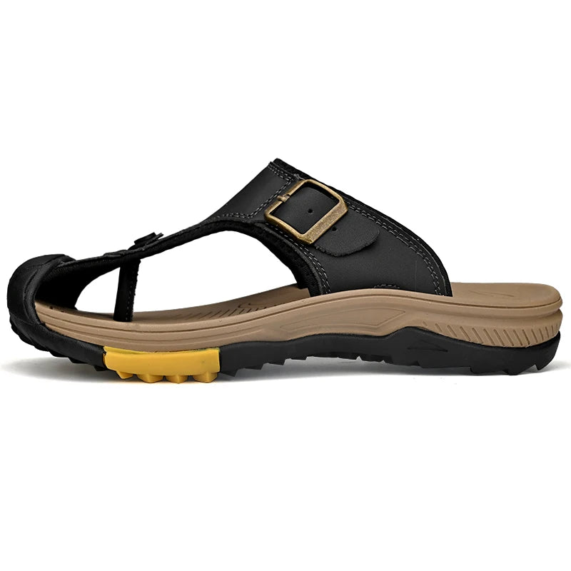 Genuine Leather Sandals Men Breathable Summer Shoes Man Waterproof Outdoor Men Sandals Antiskid Beach Sandals Footwear