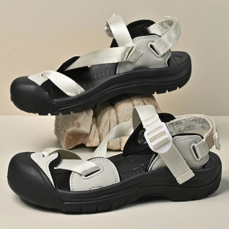 Summer New Handmade  Sandals Leisure Beach Shoes For womens  Outdoor Wading Shoes Man Breathable Casual Anti-collision Toe Flats - Sun Studio