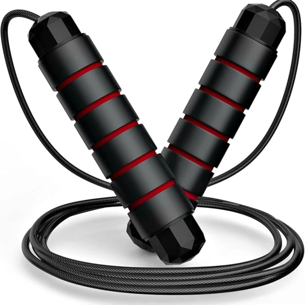 Jump Rope, Tangle-Free Rapid Speed Jumping Rope Cable with Ball Bearings for Women, Men, and Kids, Adjustable Steel Jump Rope - Sun Studio