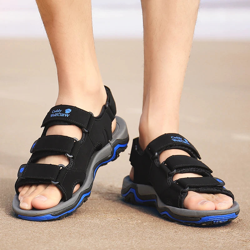 Men High Quality Sandals outdoor fashion Durable Handmade Stitching Flats Close Toe Non Slip hiking Shoe men Beach Sandals - Sun Studio