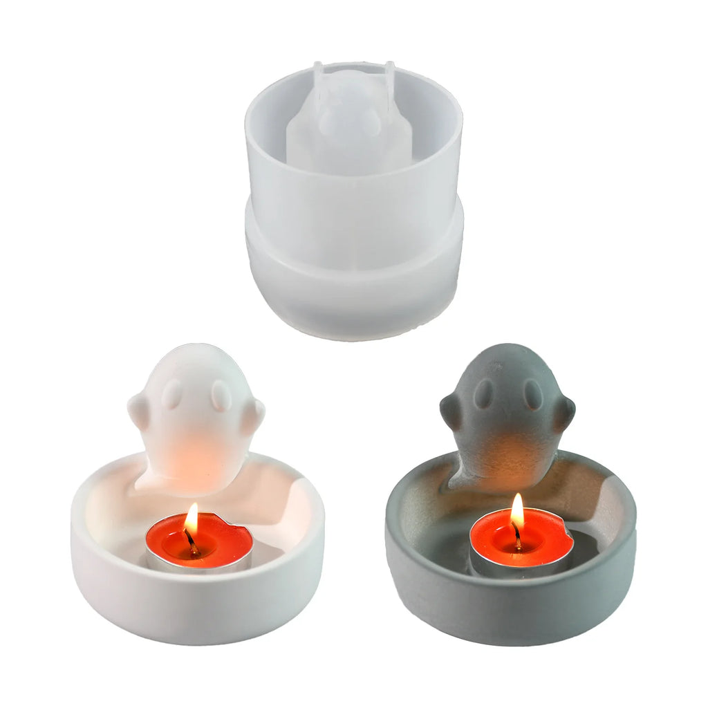 Halloween Silicone Mold Floating Ghost Gypsum Candle Cup Mold DIY Decoration Desktop Jewelry Storage Tray Handicraft Production - Sun Studio