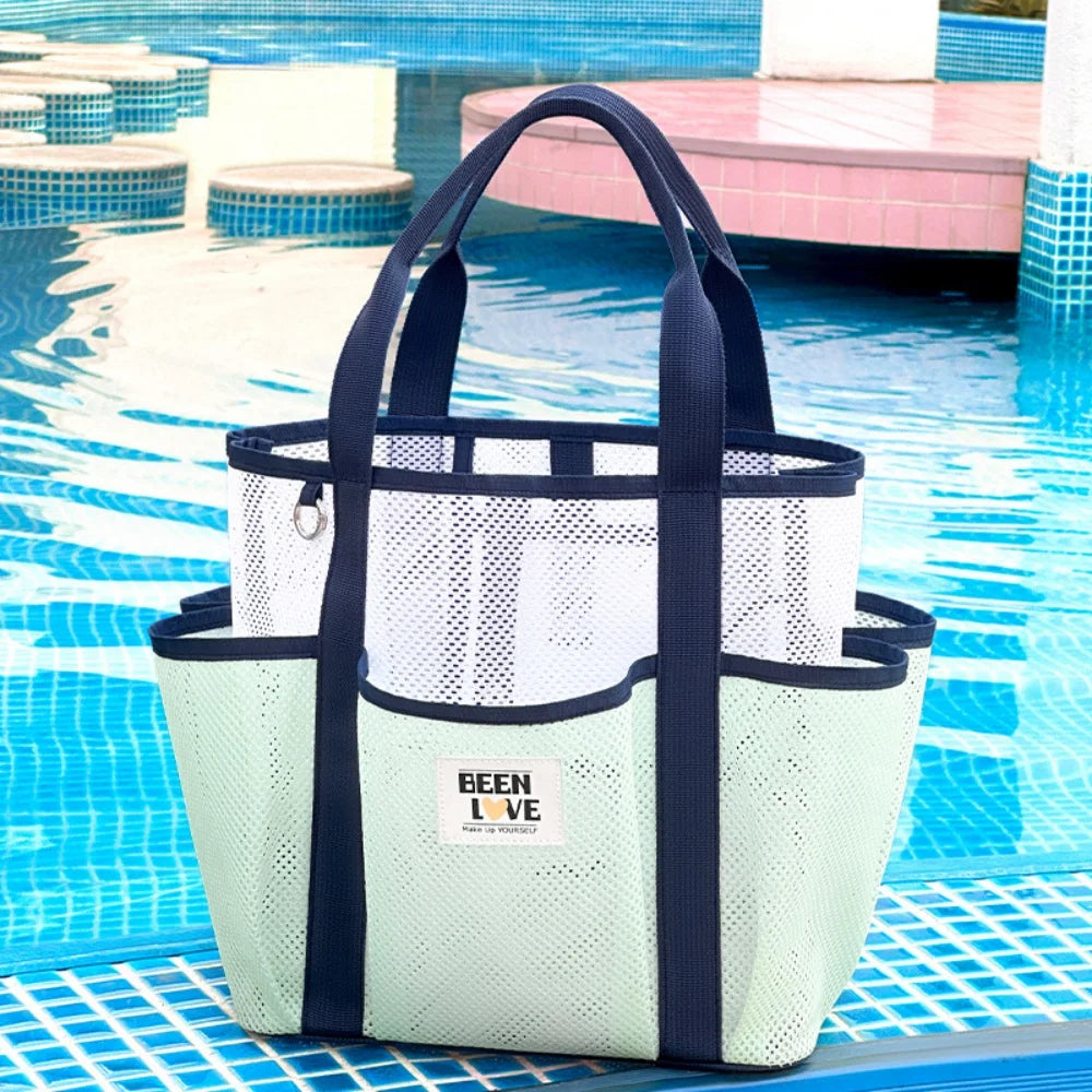 New Gym Bag Handheld Beach Bag Large Capacity Travel Swimsuit Storage Bag Portable Tote Swimming Mesh Vacation Storage Bag - Sun Studio