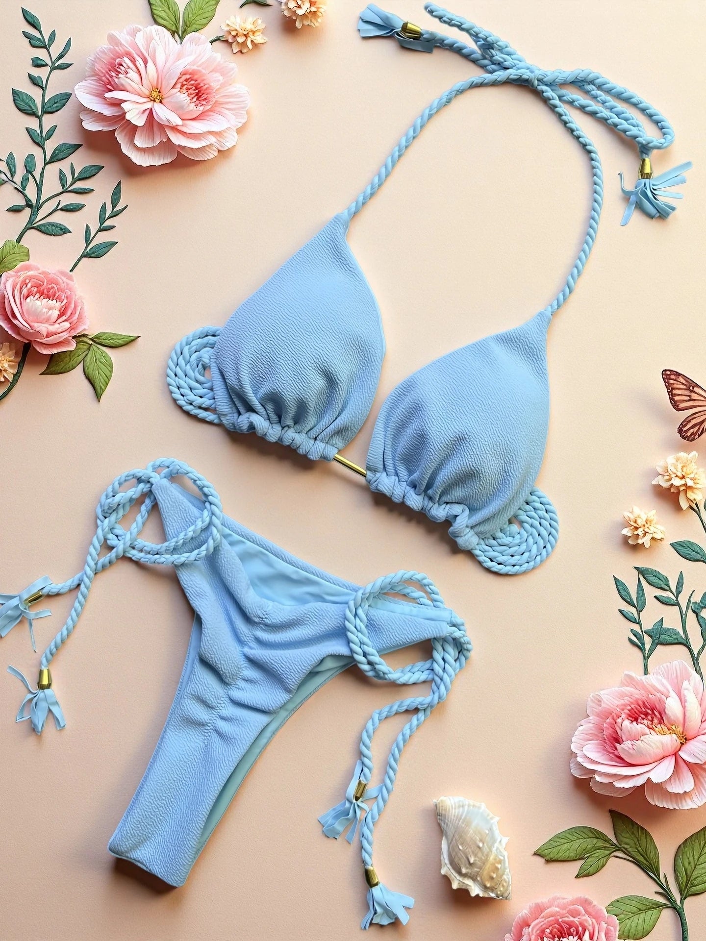 Sexy solid color women's bikini set summer swimsuit two-piece set beach Swimwear bikinis - Sun Studio
