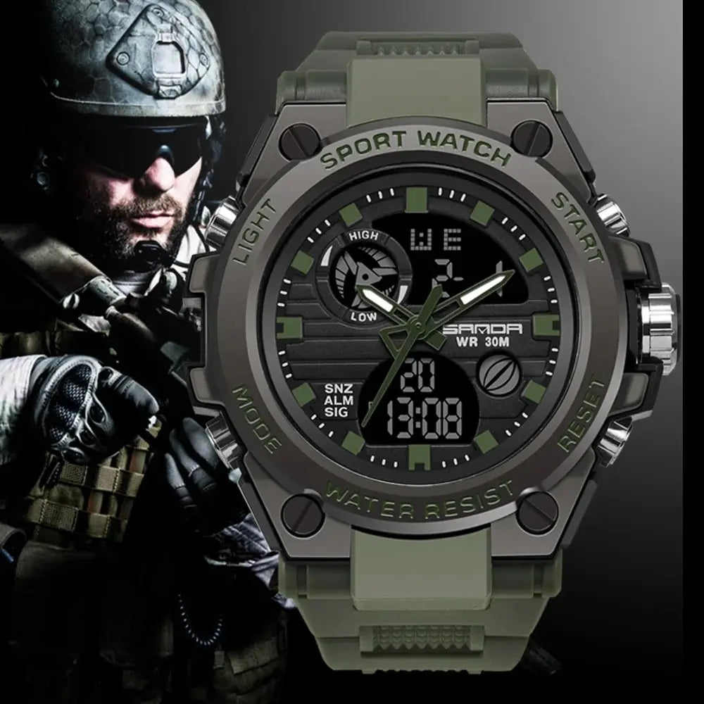SANDA Top Luxury Watches Men Military Army Mens Watch Waterproof Sport Wristwatch Dual Display Watch Male Relogio Masculino - Sun Studio