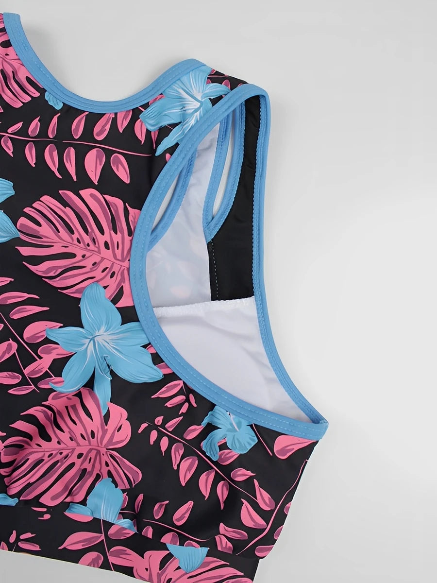 2026 Sporty High Waist Swimsuit Women Floral Printed Swimwear Female Bathers Bathing Swimming Swim Suit Beachwear - Sun Studio
