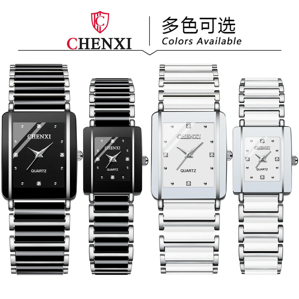 CHENXI 104A Top Brand Luxury Couple Watch Men's and Women's Imitation Ceramic Strap Exquisite Date Watches relojes para damas - Sun Studio