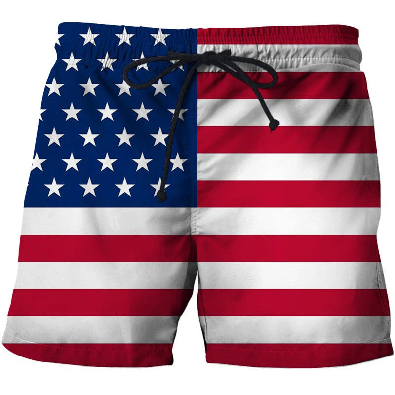 Men's Swimwear Shorts American Flag 3d Surfing Board Short Kids Beach Shorts Men Trunk USA Flag Swimsuit Sports Pants Briefs Boy - Sun Studio
