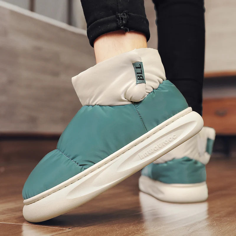 Outdoor Plush Warm Men's Snow Boots Winter Couple Cotton Shoes Down Non-Slip Waterproof Fashion Kids Shoes Slip on Soft Sneakers - Sun Studio