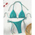 2 Pcs/Set Bikini Set Sexy Bikinis 2025 Bathing Suit Solid Color Halter Neck Strap Thong Women Swimsuit Set for Beach Swimwear - Sun Studio