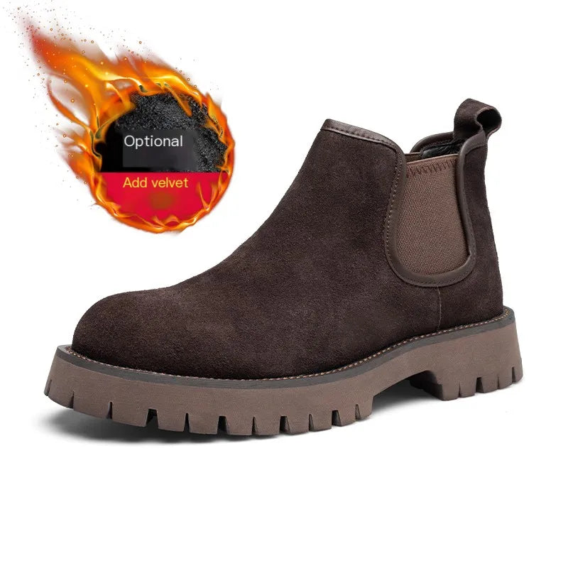 Chelsea boots, short boots, men's boots, breathable men's shoes, versatile and trendy high top leather boots 231146 - Sun Studio