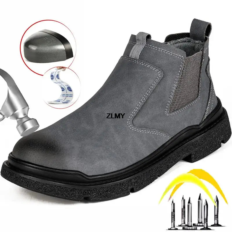 Waterproof Men Welder Shoes Steel Toe Work Shoes Man Anti-spark Anti-smash Safety Shoes Male Slip On Chelsea Work Safety Boots - Sun Studio