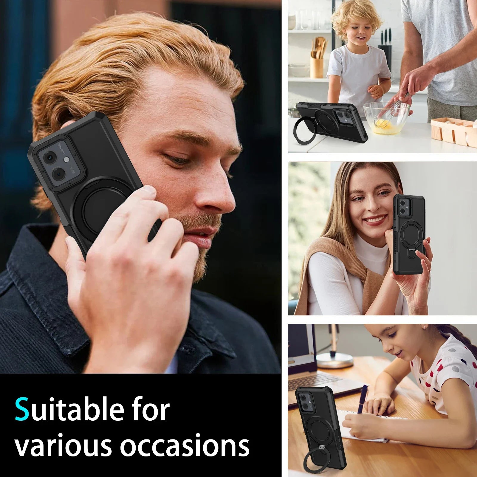 Military Grade Armor Case For Motorola Moto E14 G04S G04 G24 G54 G14 G84 G22 E13 Cover Shockproof Stand Holder Coque Shell Funda - Sun Studio