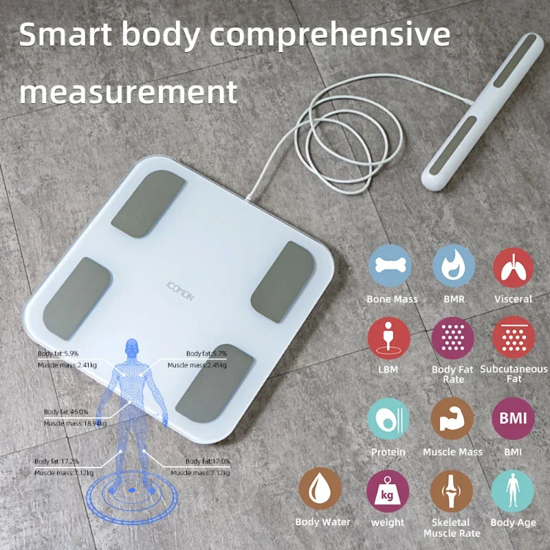 Fitdays Smart 8 Electrodes Body Fat Weight Scale, Human Bioimpedance Scale, Body Composition Scale - Sun Studio
