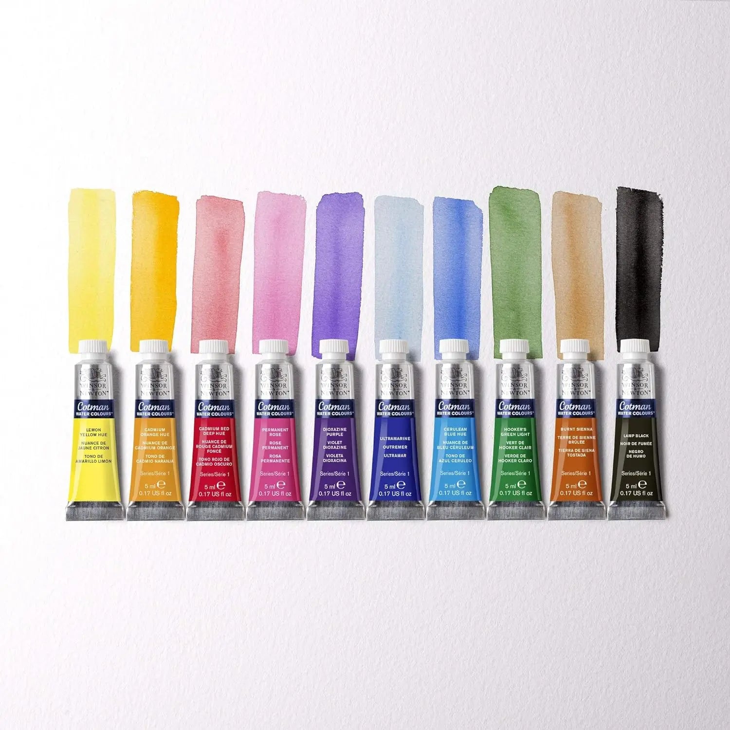 Winsor & Newton Cotman Watercolor Paint Tubes Set - 5ml Tubes (10 or 20 Colors) for Artists, Beginners & Sketching - Sun Studio