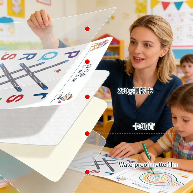 Magical Tracing Workbook Set, Reusable Magic Practice Copybook for Kids with Drawing Pens&Eraser,Fun Learning Books Handwriting - Sun Studio
