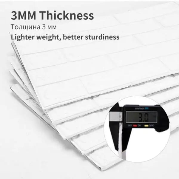 3D Self-Adhesive Wallpaper 70cm*1/5/10m Continuous Waterproof Brick Wall Stickers Living Room Bedroom Children's Room Home Decor - Sun Studio