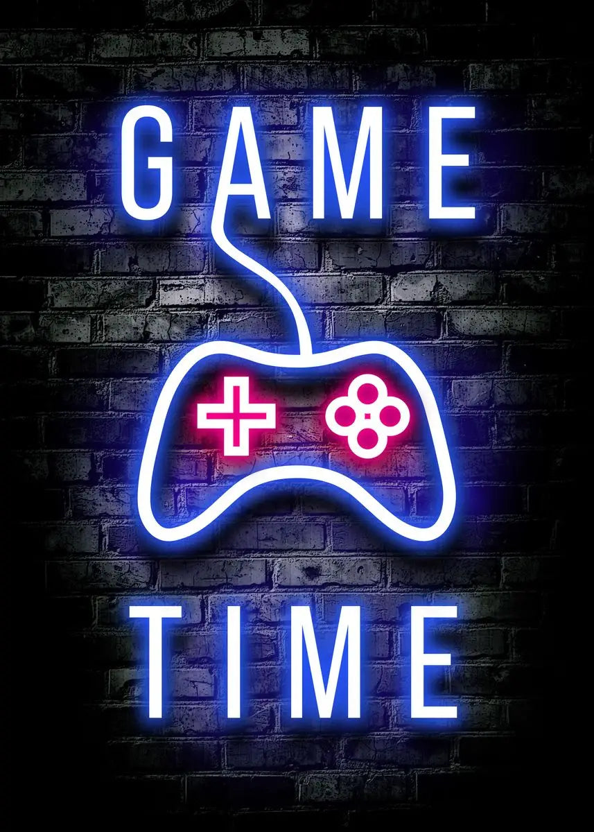 Gaming Gamer Quotes Neon Poster Vintage Gamepad Symbol Quote Canvas Painting Wall Art for Game Room Home Club Decor Mural - Sun Studio