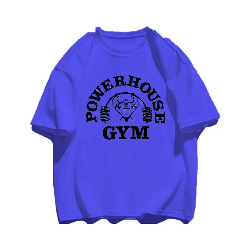 Summer Gym 100% Cotton Men's T-shirt Letter Weightlifting Printed Round Neck High Quality Street Outdoor Short Sleeve - Sun Studio