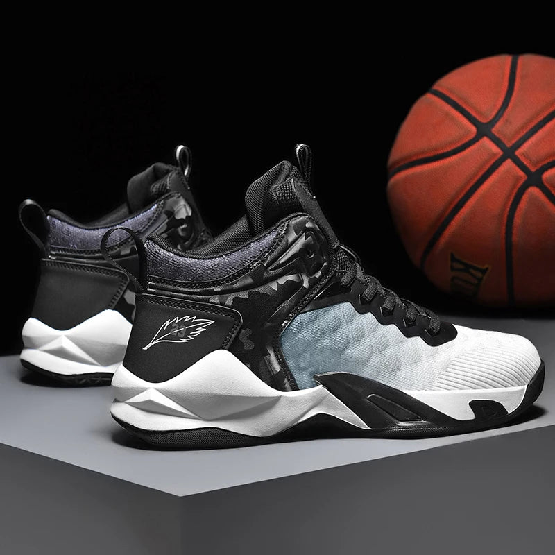 Basketball Shoes, Men's Outdoor Sports Shoes, Men's Shock-Absorbing High-Top Student Practical Basketball Shoes, Mesh Breathable Casual Shoes - Sun Studio