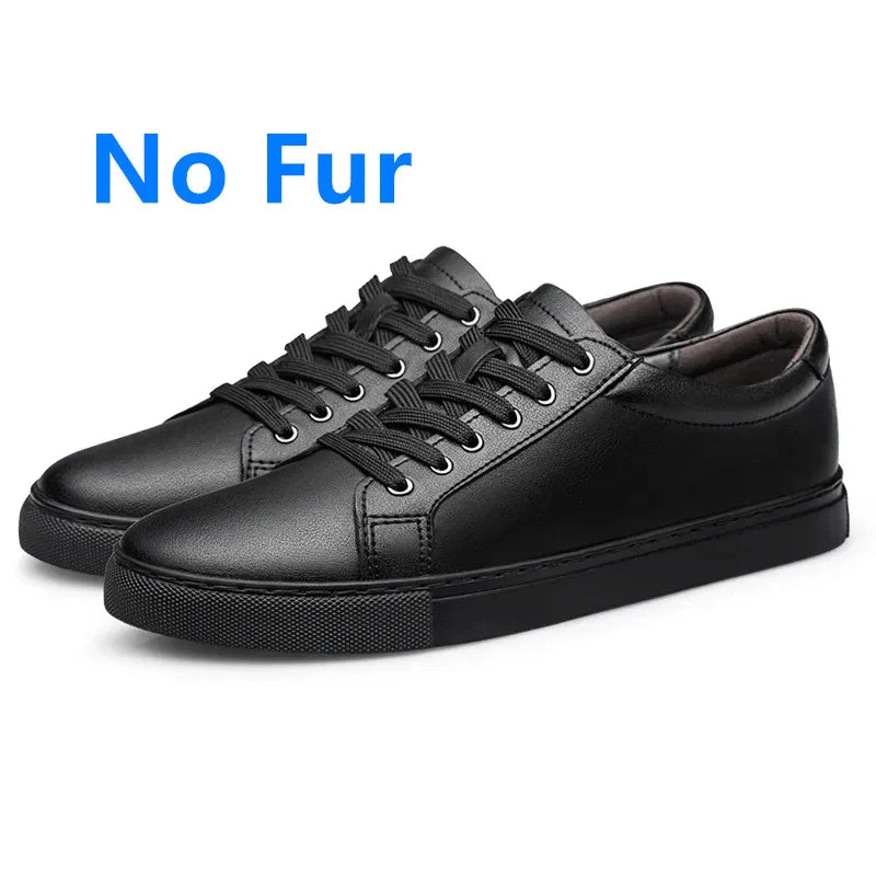 New Sneakers Men Shoes Genuine Leather Mens Casual Shoes Flat Male Footwear Fashion Black White Shoes Tenis Masculino Skateboard - Sun Studio