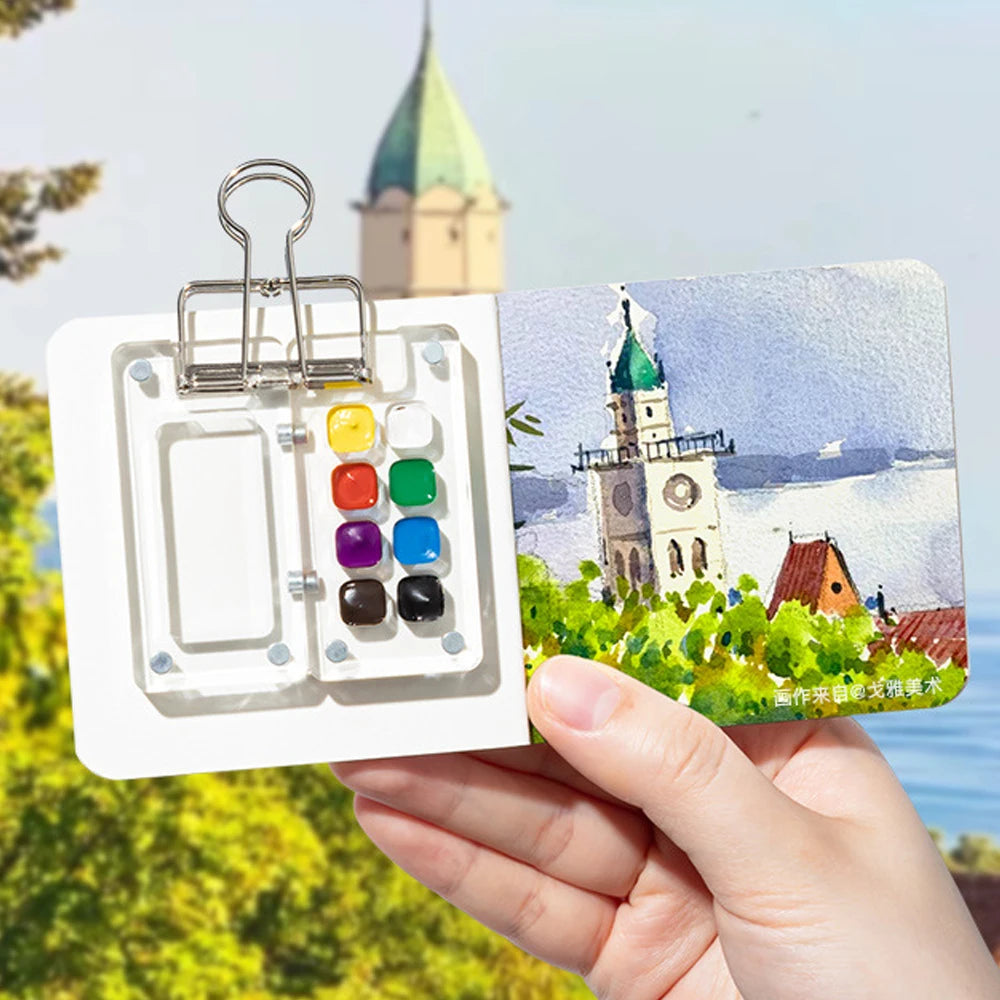 Transparent painting color panel, mini color boxes are convenient to carry with you, outdoor sketch watercolor and oil painting - Sun Studio