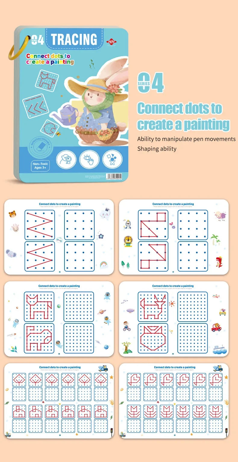 Reusable Pen Control Training Book for Children Magical Tracing Workbook Montessori Educational Calligraphy Practice Copybook - Sun Studio