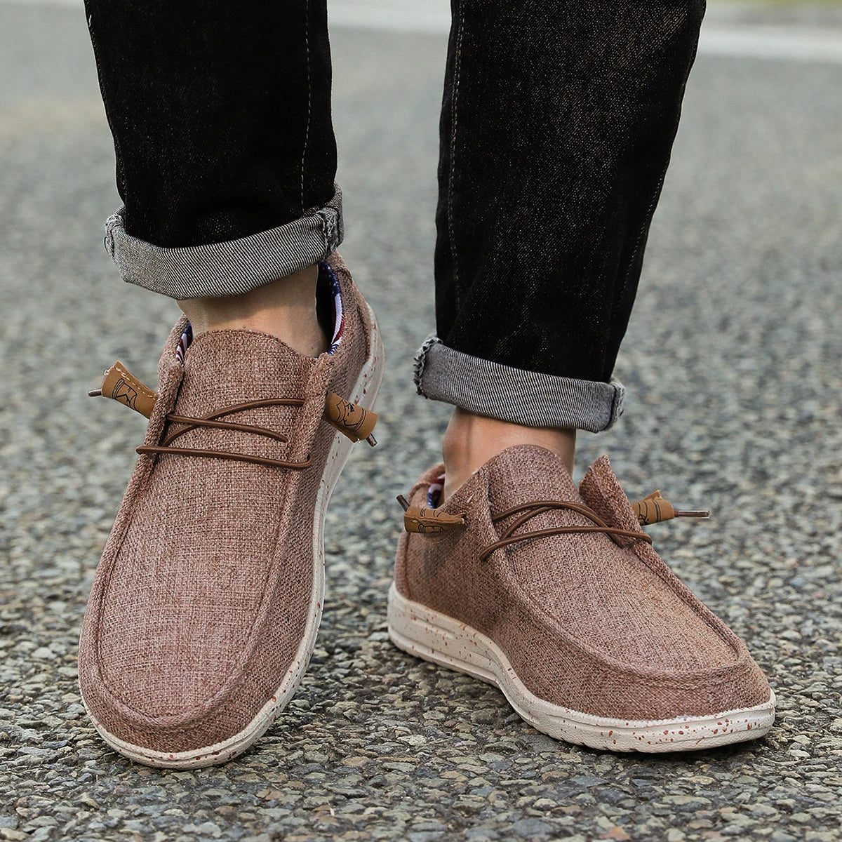 Men Casual Canvas Shoes Mens Loafers Breathable Slip on Flats Male Vulcanized Shoes Driving Shoes Plus Size 47 Walking Sneakers - Sun Studio