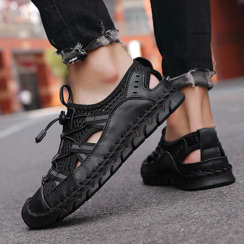 Hot Sale Summer Men's Sandals Outdoor Non-slip Men's Beach Sandals Handmade Genuine Leather Men's Shoes Fashion Men Sneakers - Sun Studio