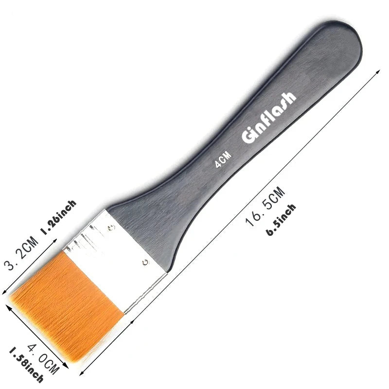 Ginflash 7styles Watercolor oil Art  Paint Brush Nylon Hair painting Art brush Easy To Clean Wooden Cleaning Brush - Sun Studio