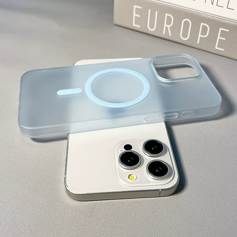 Original Ultra Thin Matte Magnetic Wireless Charge Clear Case ForiPhone 15 14 Plus 13 12 11 Pro Max ForMagsafe Hard PC Cover - Sun Studio