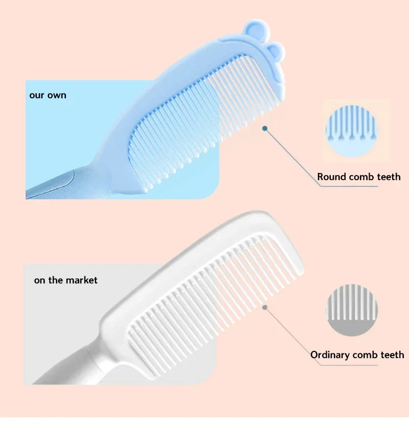 2pcs Set Baby Care Comb Anti-scratch Boy Girl Hairbrush Kids Combs Newborn Hair Brush Infant Comb Head Massager - Sun Studio