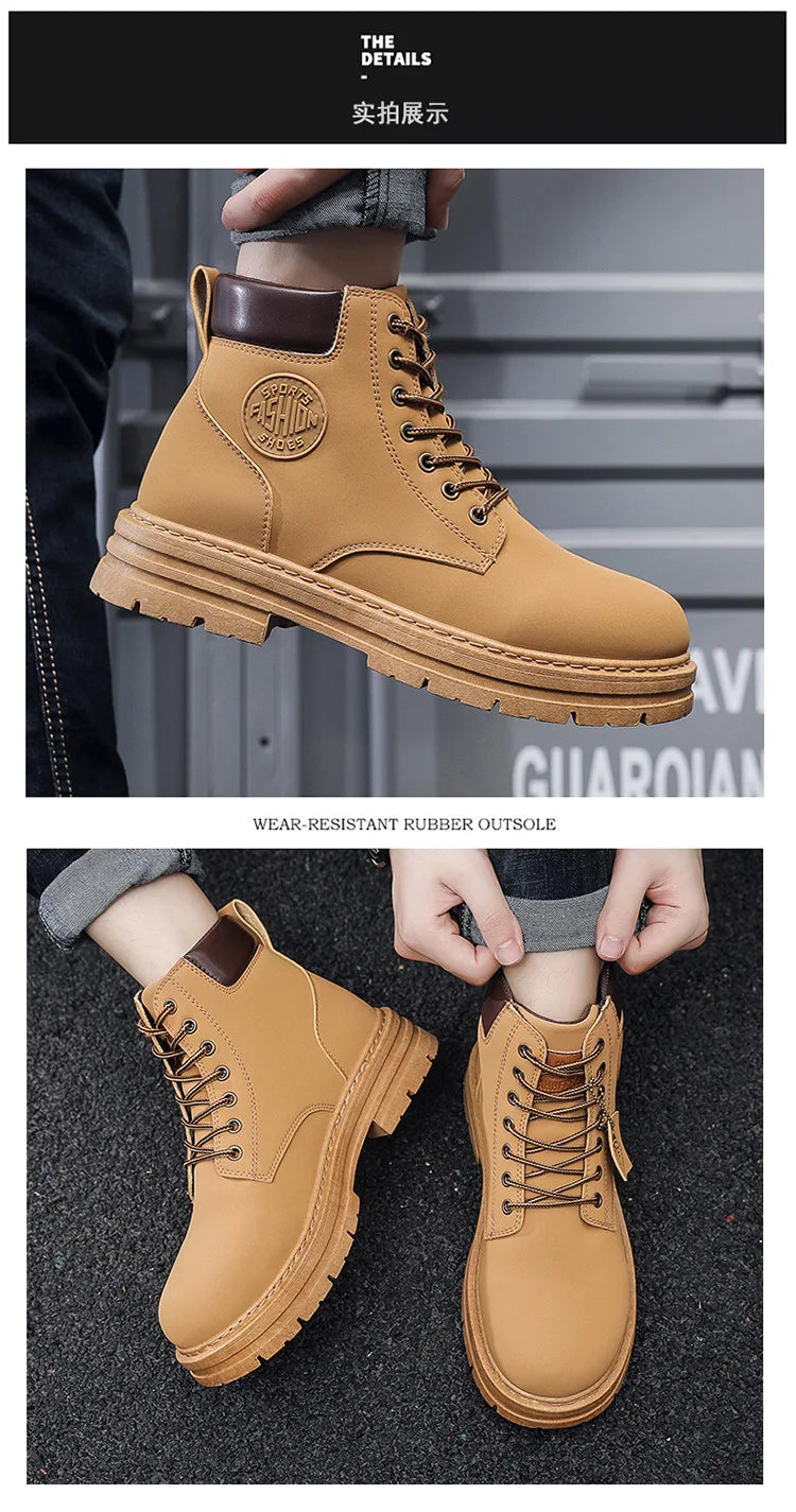 Men's Designer Motorcycle Boots Fashion Comfortable High Top Platform Work Boots Winter Hot Selling Mens Green Hiking Boots 2026 - Sun Studio
