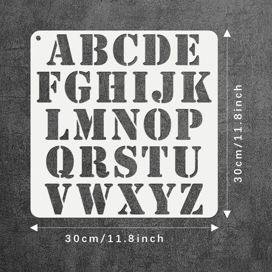 1PC 11.8inch A-Z Capital Letter Stencil Alphabet Template for Wall Painting Wood Signs Home Decor Fabric DIY Projects - Sun Studio