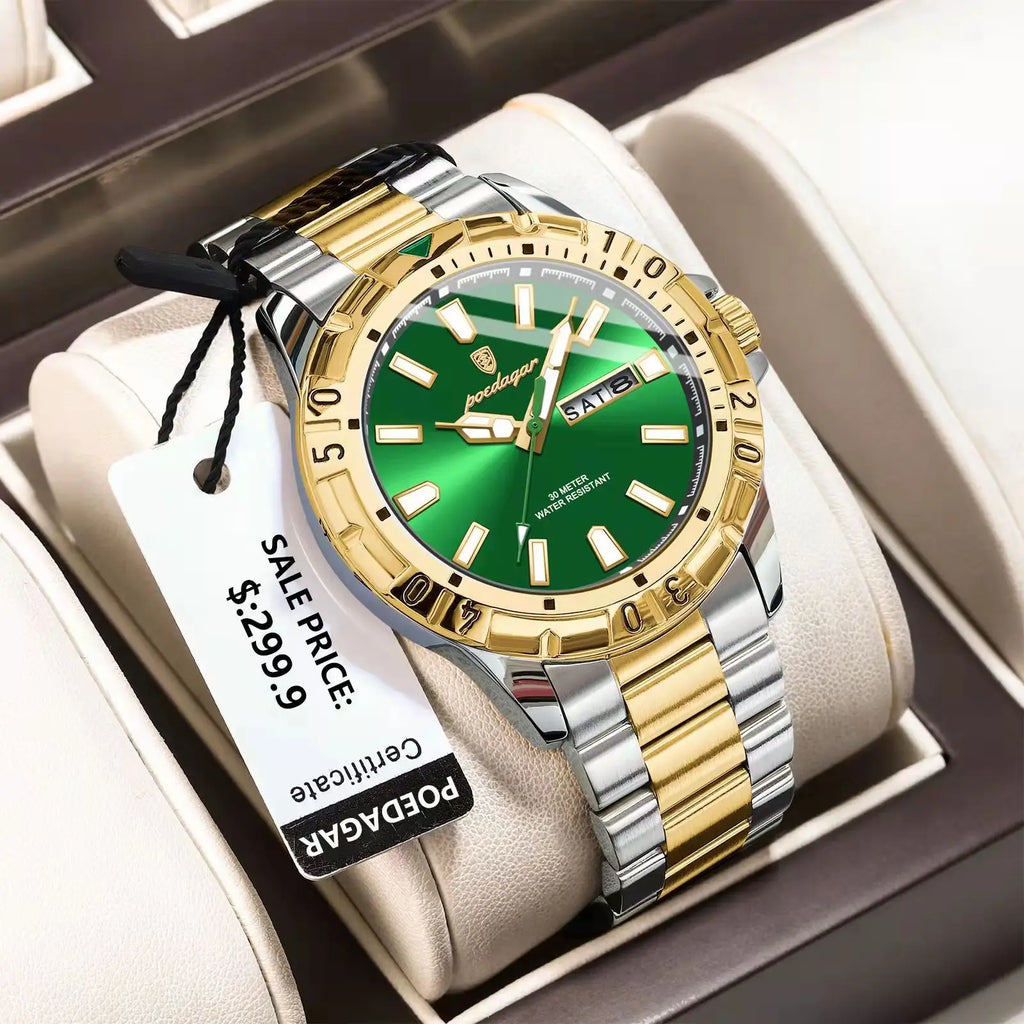 POEDAGAR Luxury Man Watch Waterproof Luminous Date Week Men Watch Casual Male Clock Stainless Steel Sports Men's Quartz Watches - Sun Studio